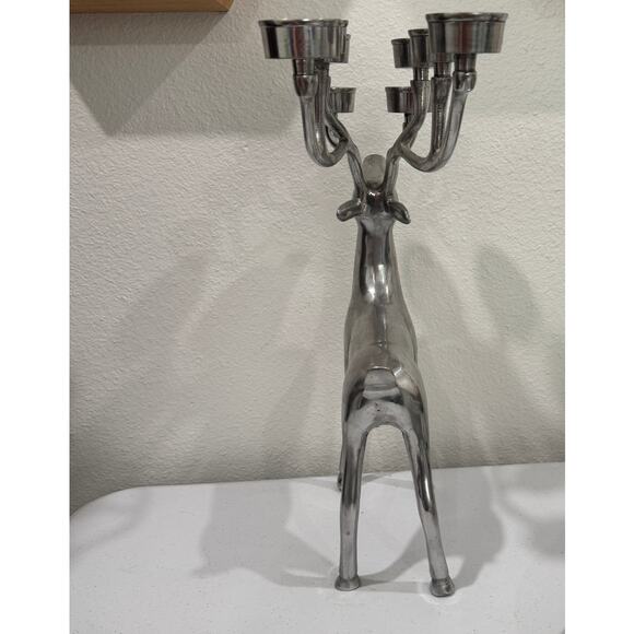 Vintage Pottery Barn Pewter Reindeer 8 Candle christmas/Holiday - Picture 6 of 6